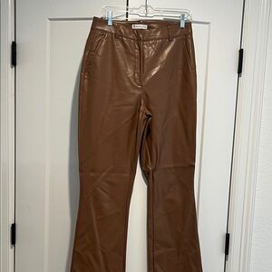 Chic Brown Leather Flare Pants